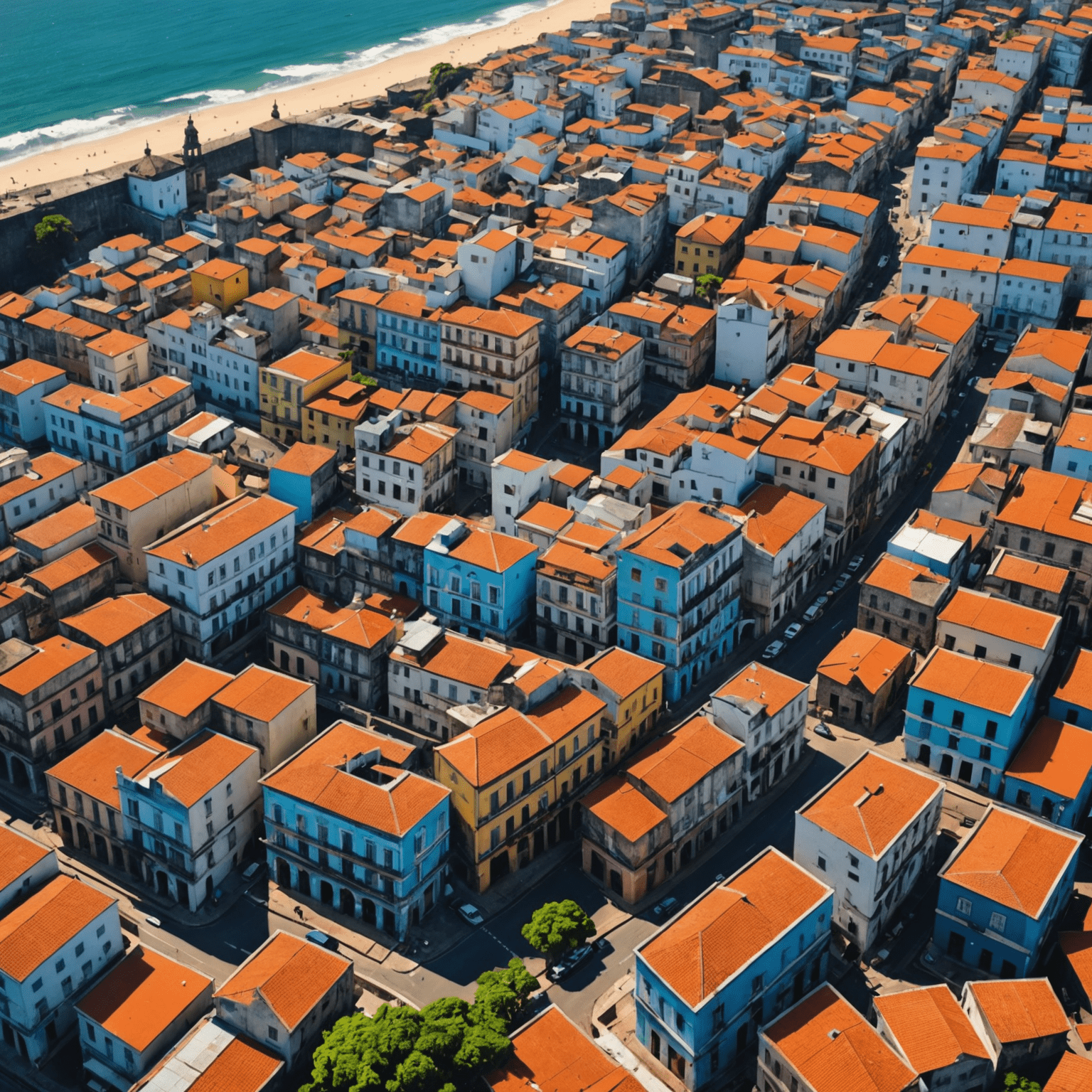 Vista aérea de Salvador com destaque para o Pelourinho